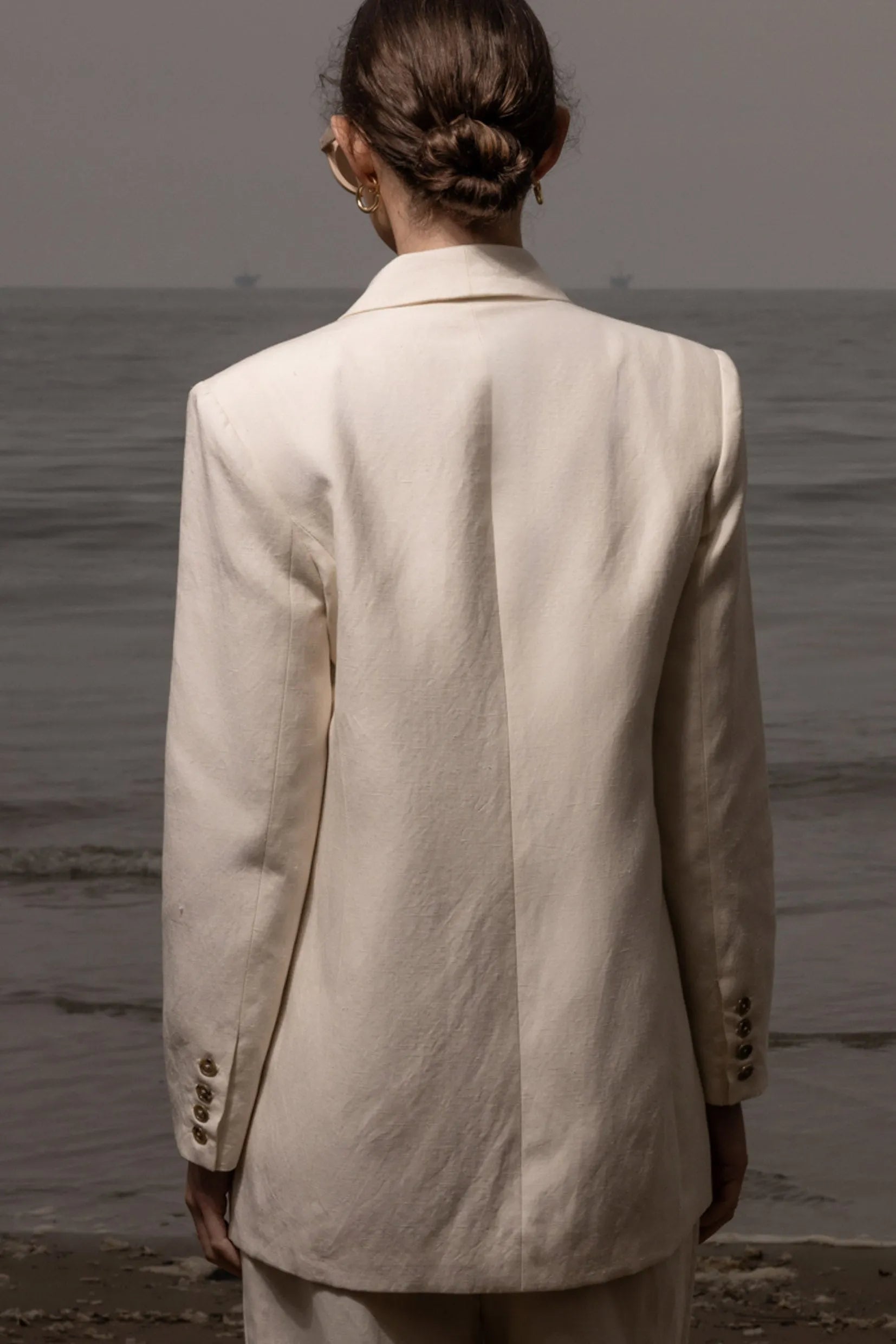 Zelda Blazer - Ivory Silk & Hemp - Heidi Merrick