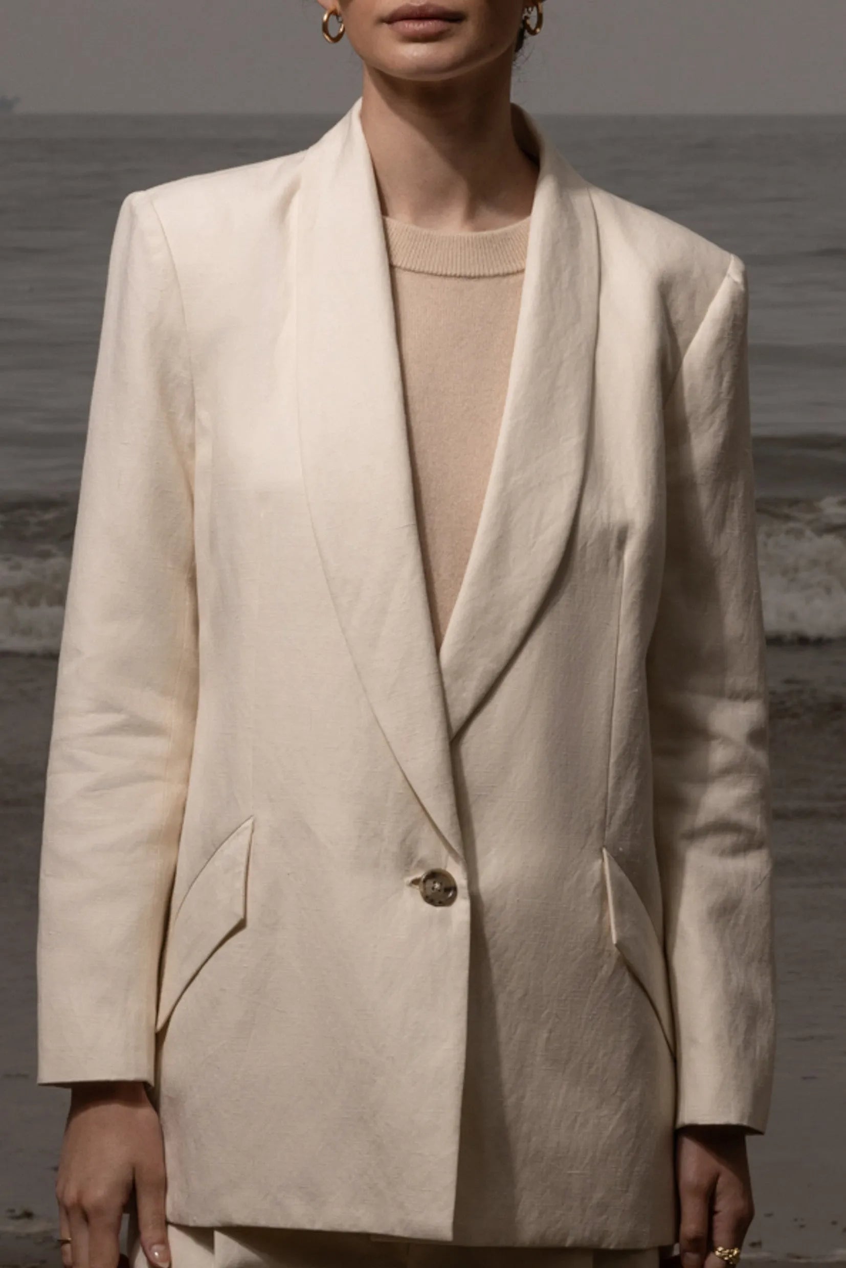 Zelda Blazer - Ivory Silk & Hemp - Heidi Merrick