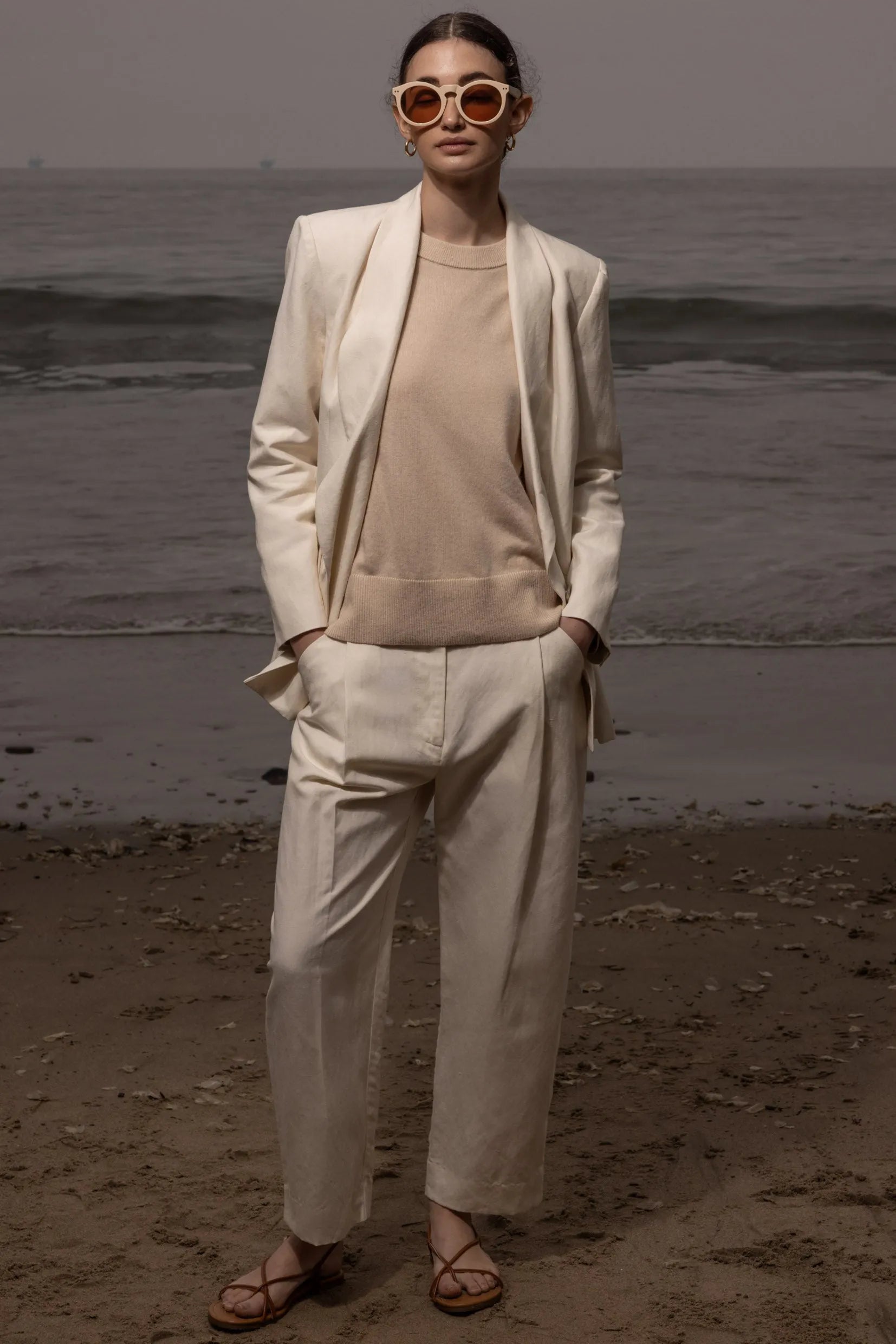 Zelda Blazer - Ivory Silk & Hemp - Heidi Merrick