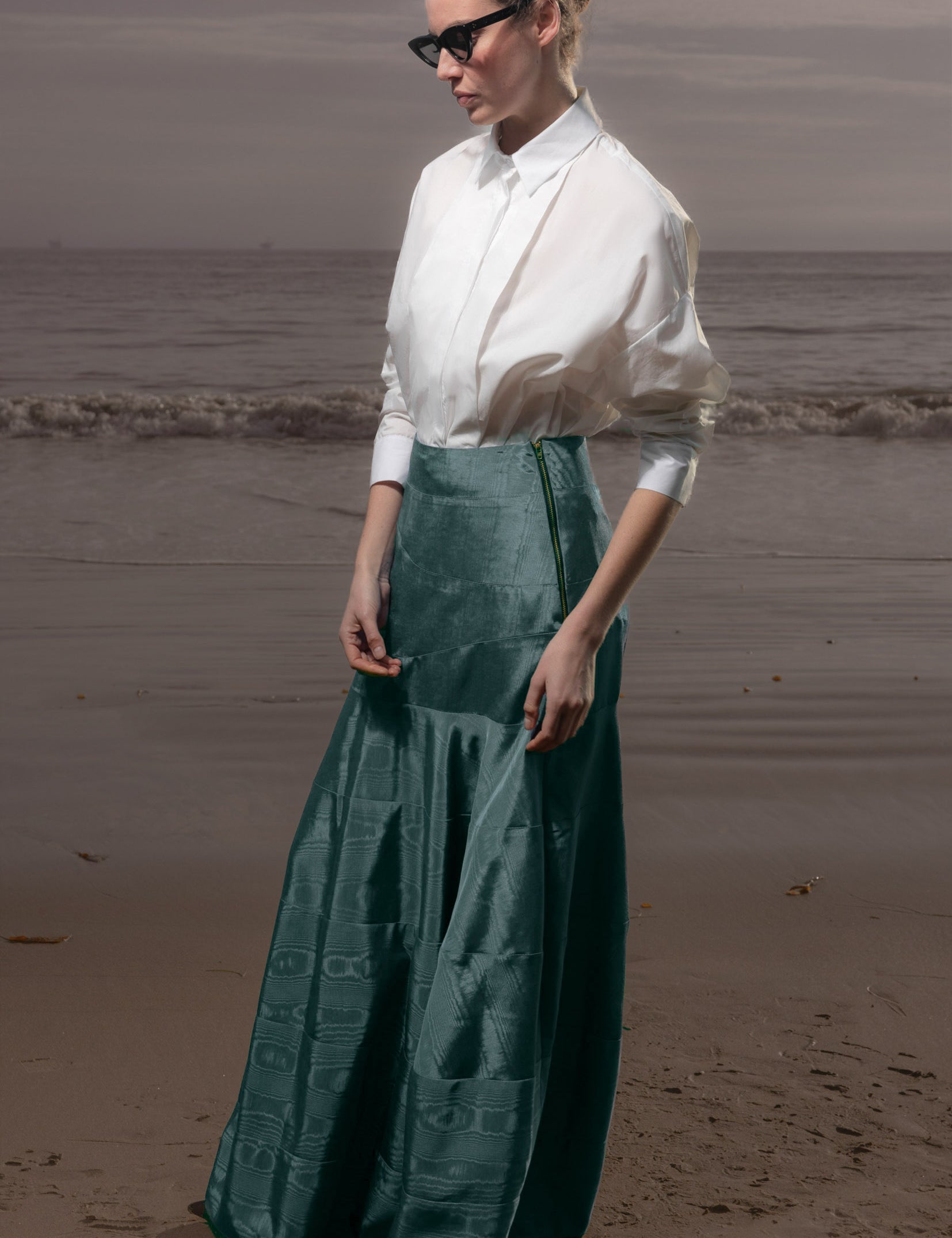 Gale Skirt - Stormy Blue Moire - Heidi Merrick