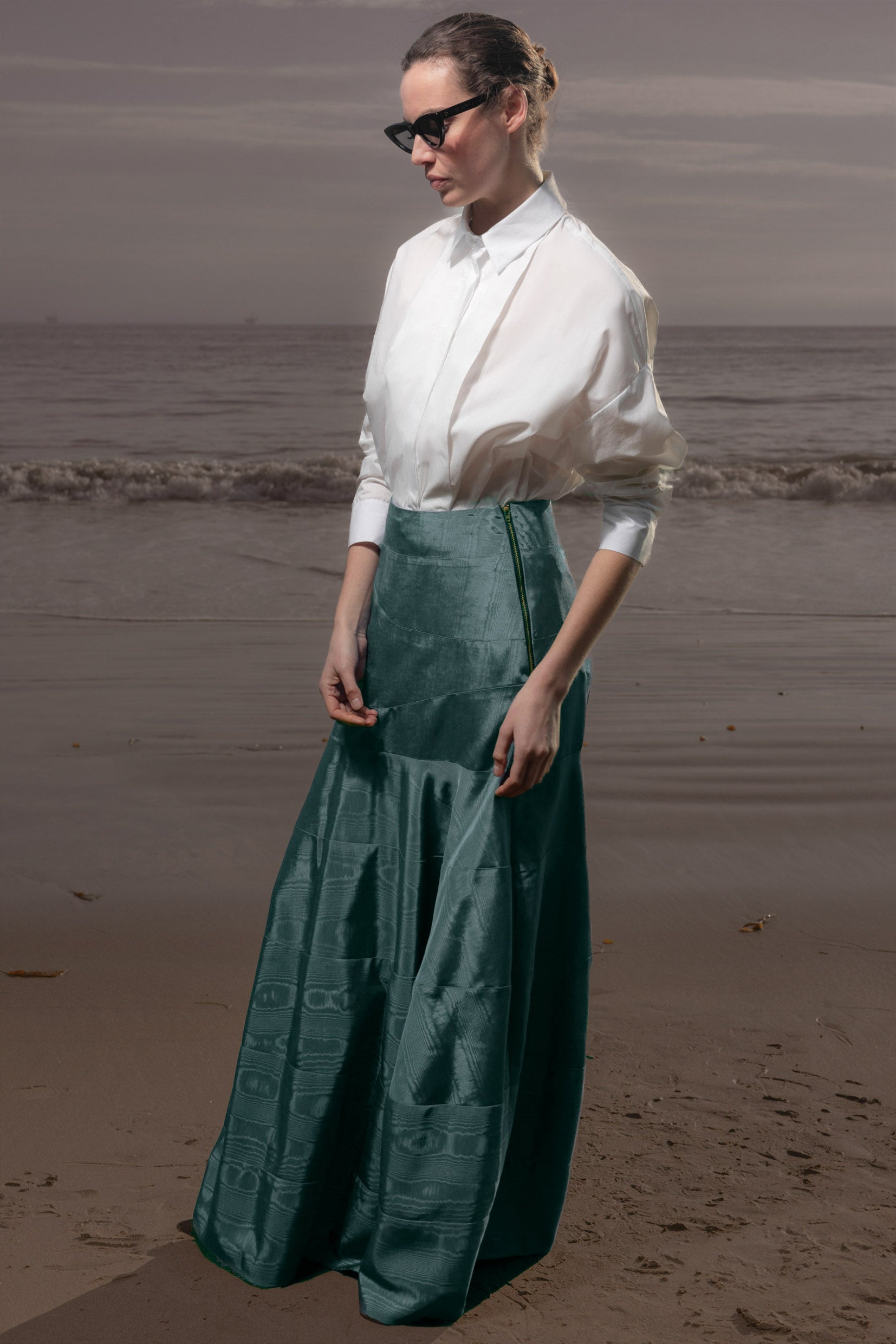 Gale Skirt - Stormy Blue Moire - Heidi Merrick