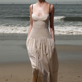 Garden Dress - Cream Ticking Stripe