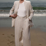 Zelda Blazer - Cream Ticking Stripe - Heidi Merrick