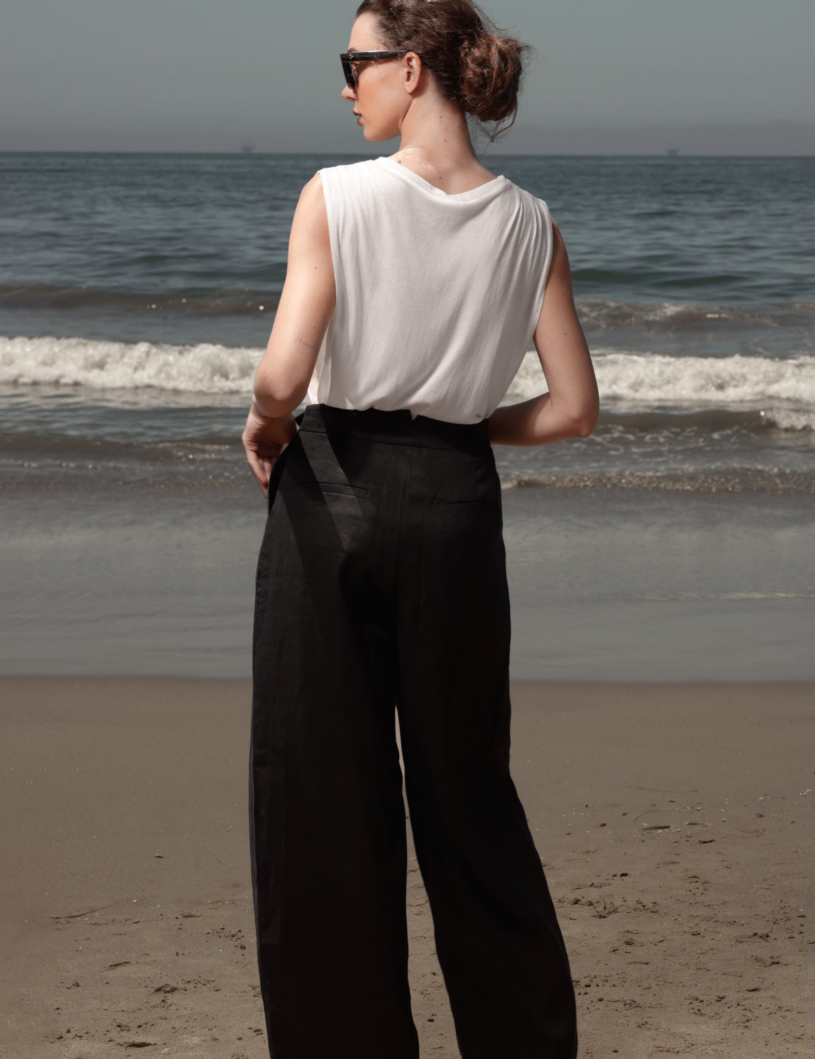 Chaplin Pant - Black Linen - Heidi Merrick