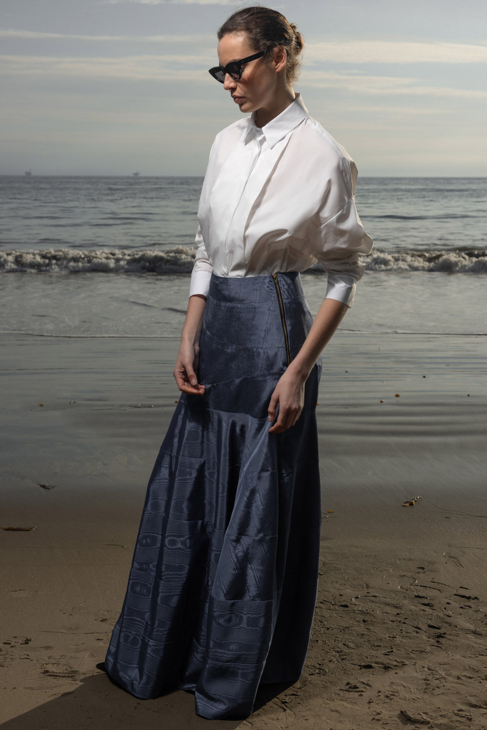 Gale Skirt - Blue Moire - Heidi Merrick