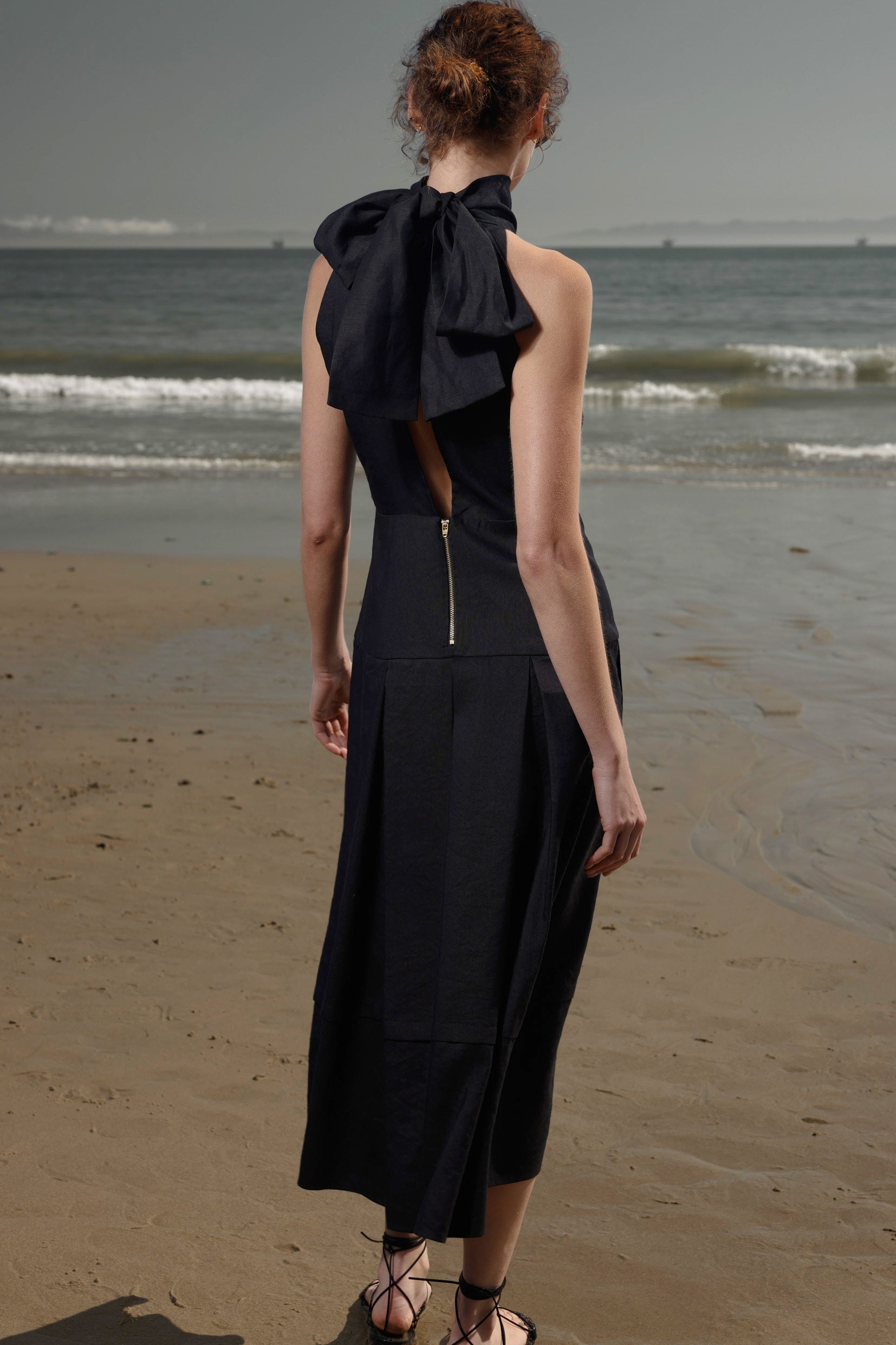 Ginger Dress - Noir Silk & Hemp - Heidi Merrick