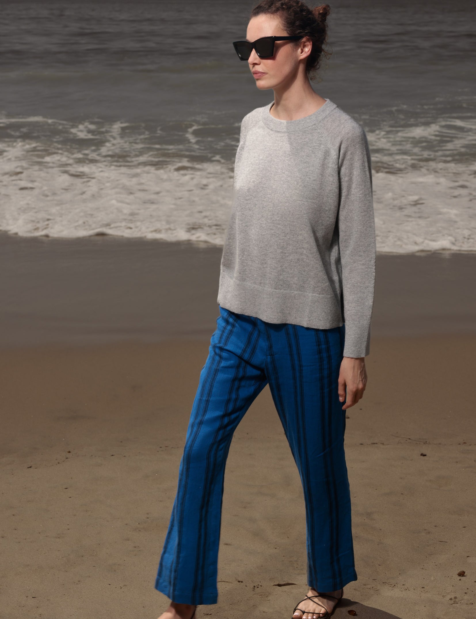 Serge Pant - Blue Moroccan Stripe - Heidi Merrick