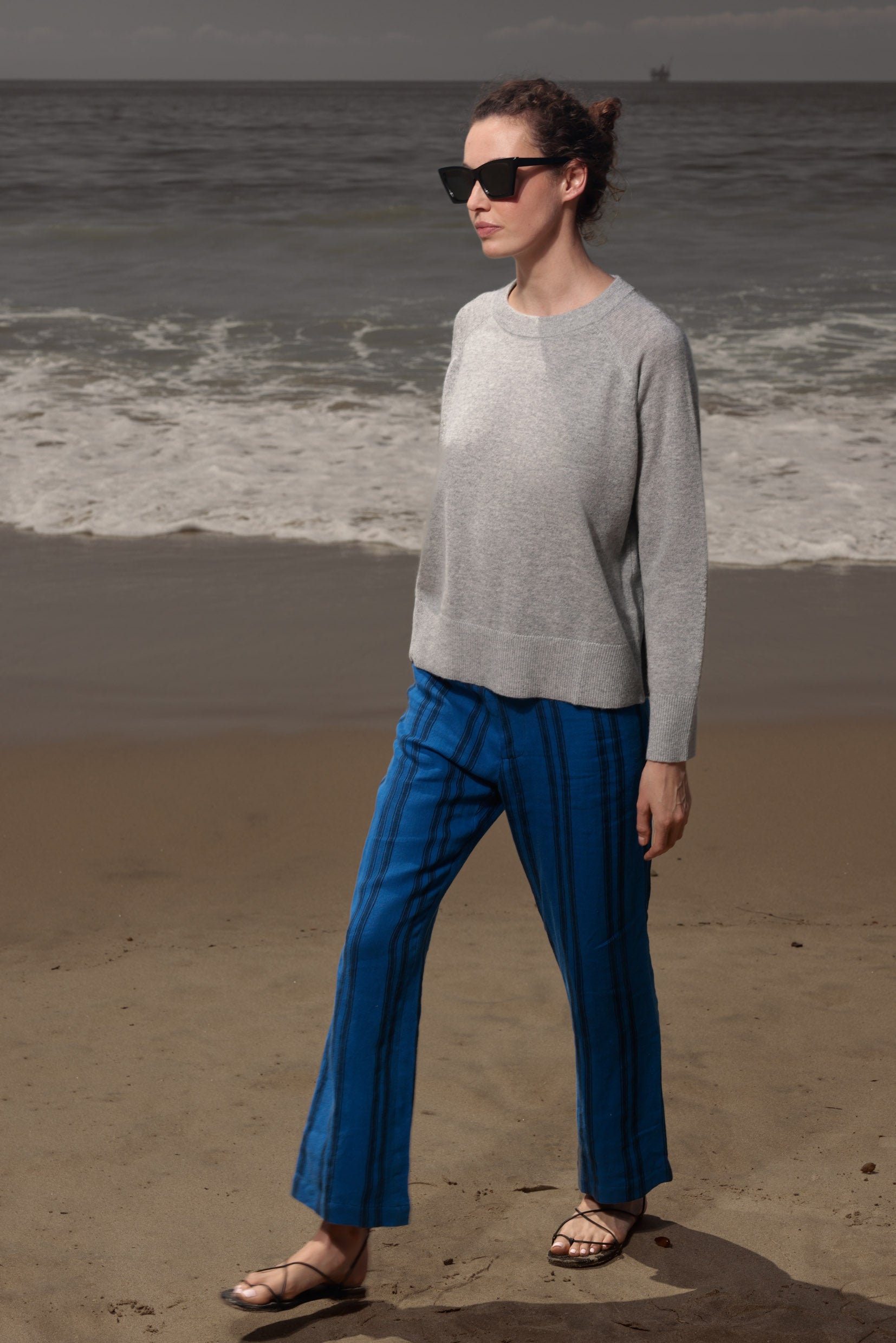 Serge Pant - Blue Moroccan Stripe - Heidi Merrick