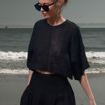 Mojave Top - Noir Tissue Linen - Heidi Merrick