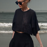 Mojave Top - Noir Tissue Linen - Heidi Merrick