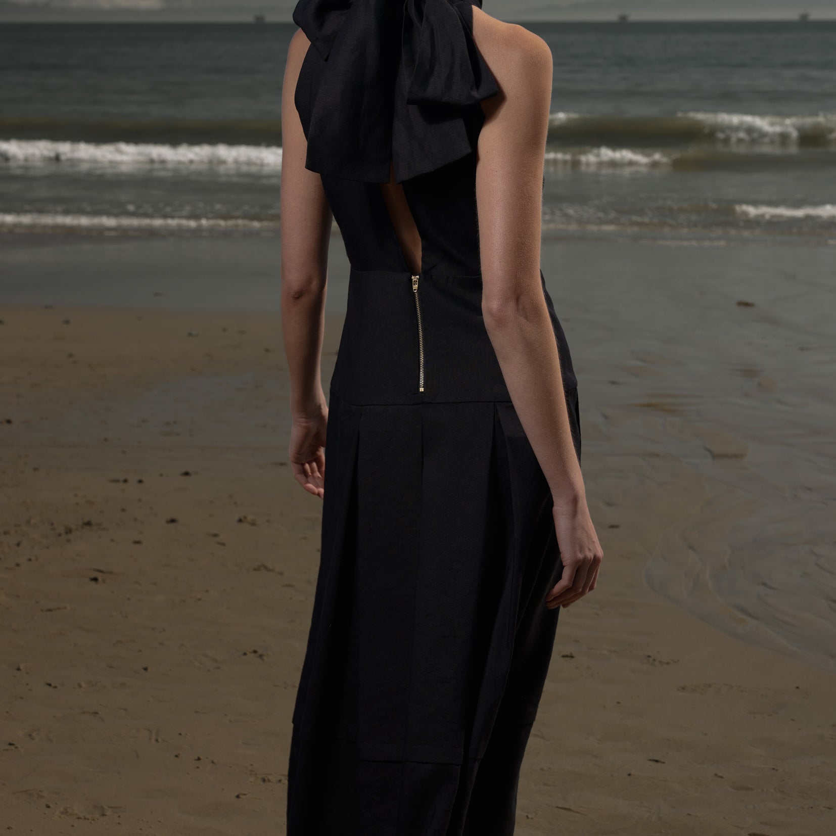 Ginger Dress - Noir Silk & Hemp - Heidi Merrick