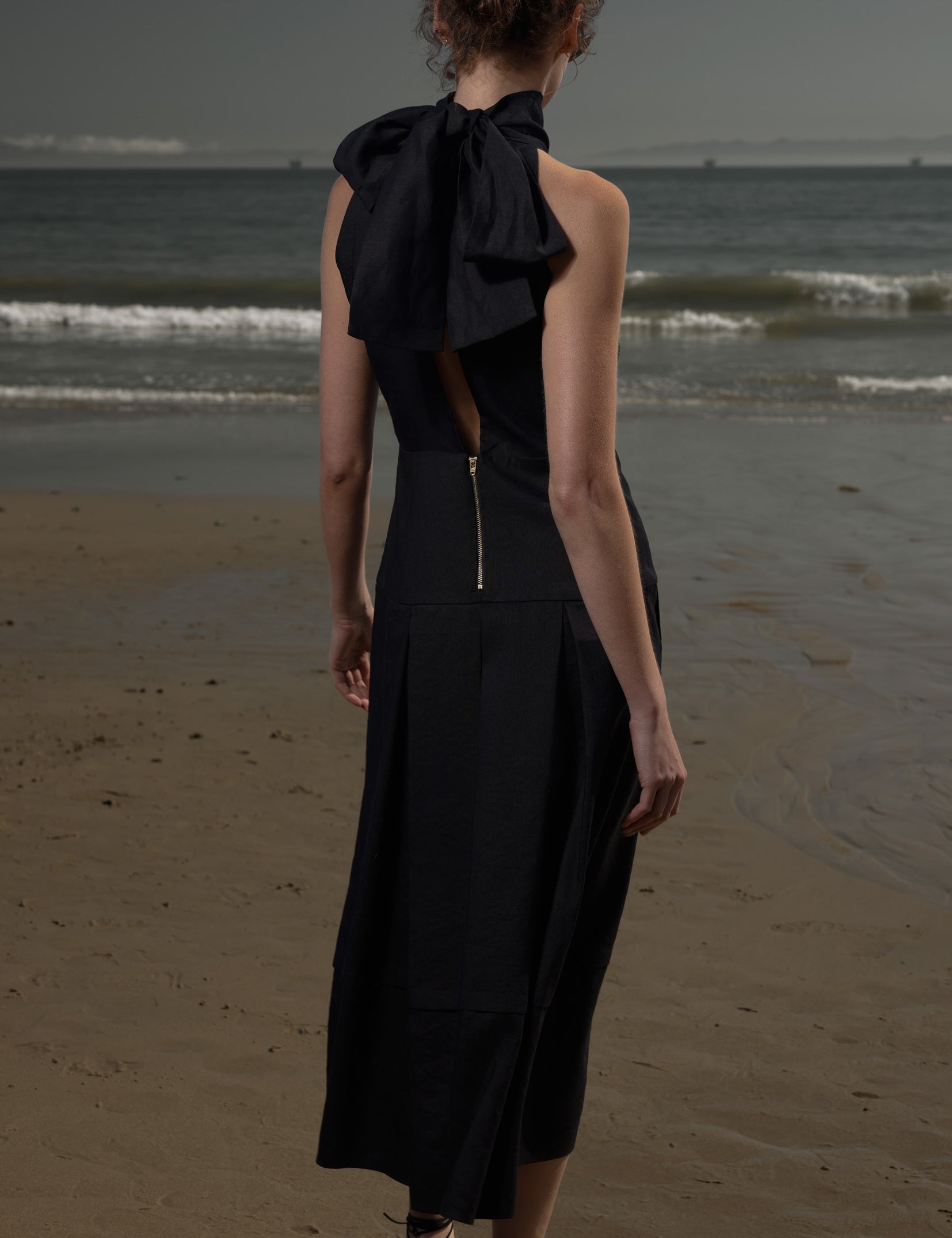 Ginger Dress - Noir Silk & Hemp - Heidi Merrick