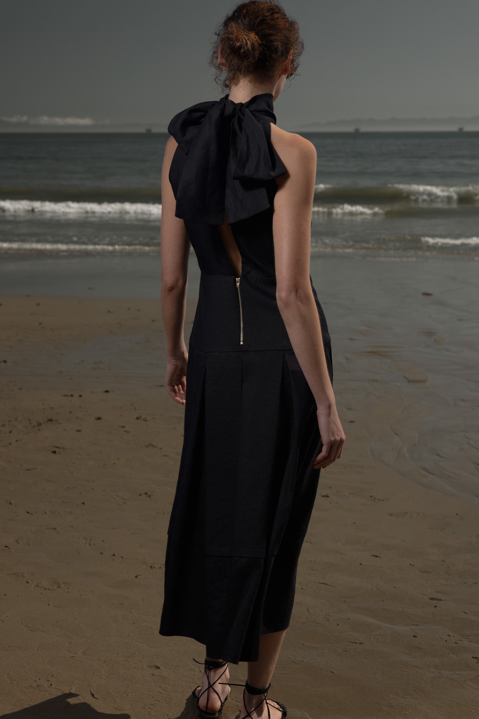 Ginger Dress - Noir Silk & Hemp - Heidi Merrick