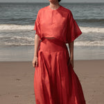 Marbella Skirt - Vermilion Tissue Linen - Heidi Merrick