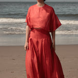 Marbella Skirt - Vermilion Tissue Linen - Heidi Merrick