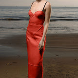 Gia Dress - Vermilion Linen - Heidi Merrick