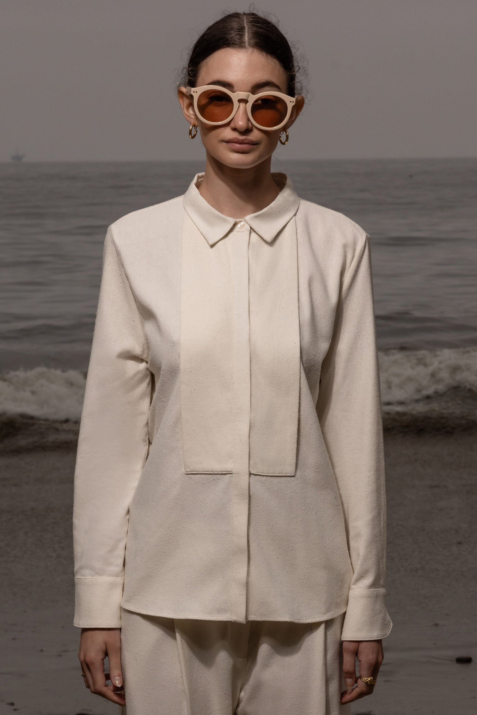 Ami Tux Top - Ivory Silk Noil - Heidi Merrick