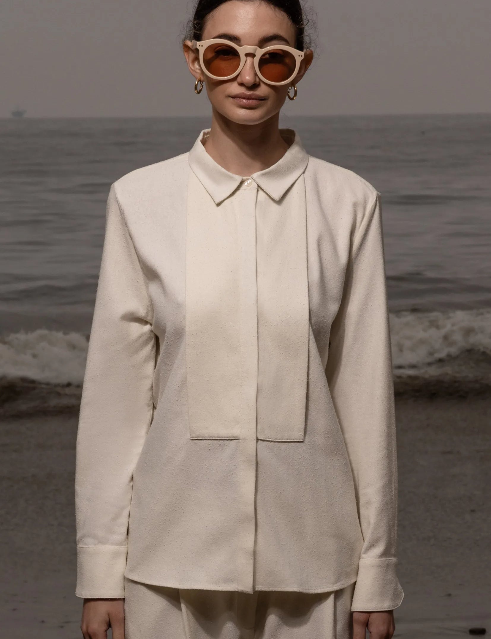 Ami Tux Top - Ivory Silk Noil - Heidi Merrick