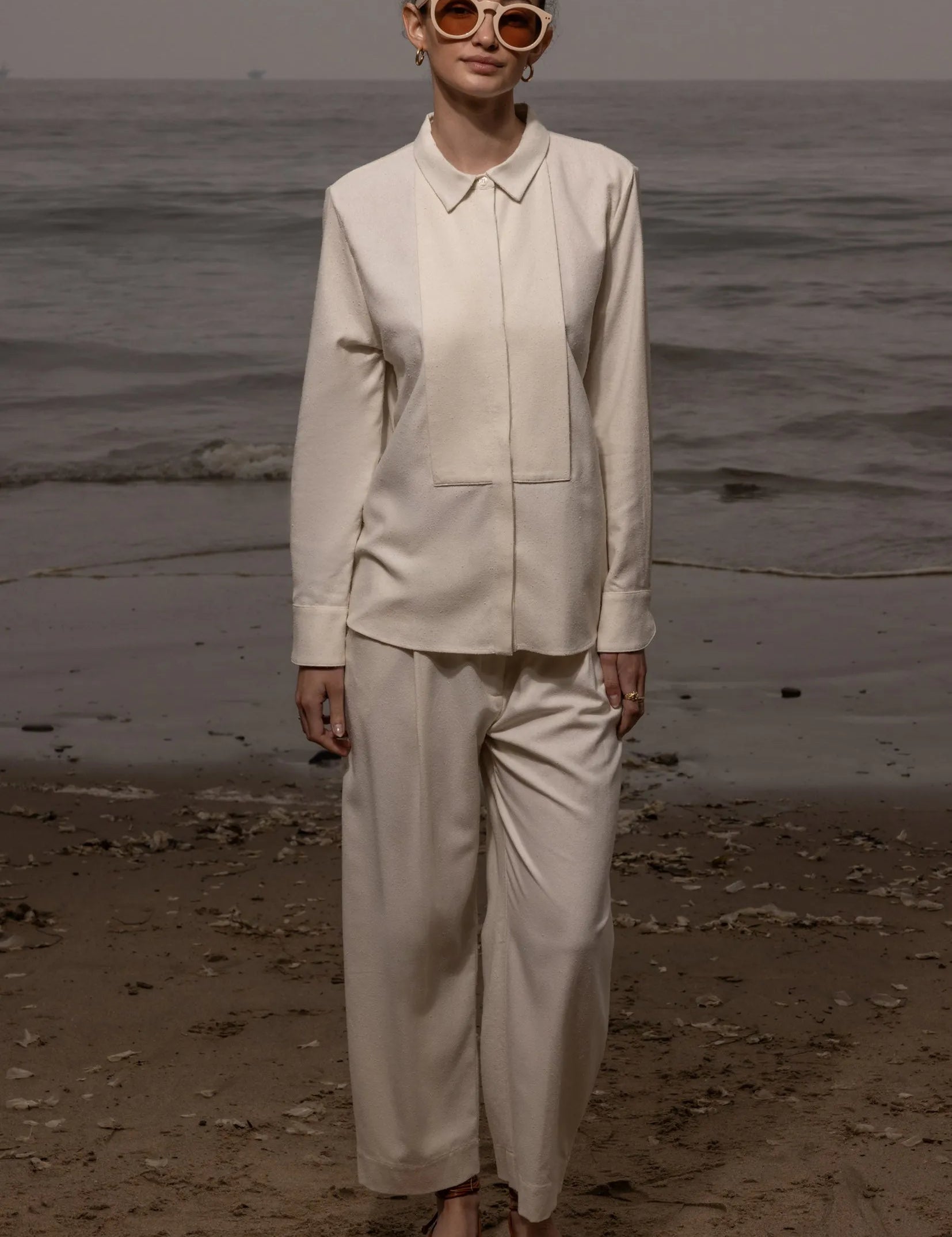 Ami Tux Top - Ivory Silk Noil - Heidi Merrick