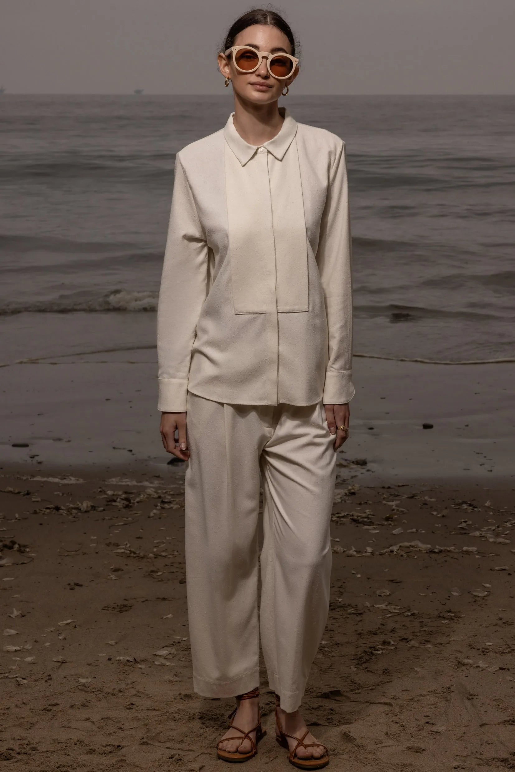 Ami Tux Top - Ivory Silk Noil - Heidi Merrick