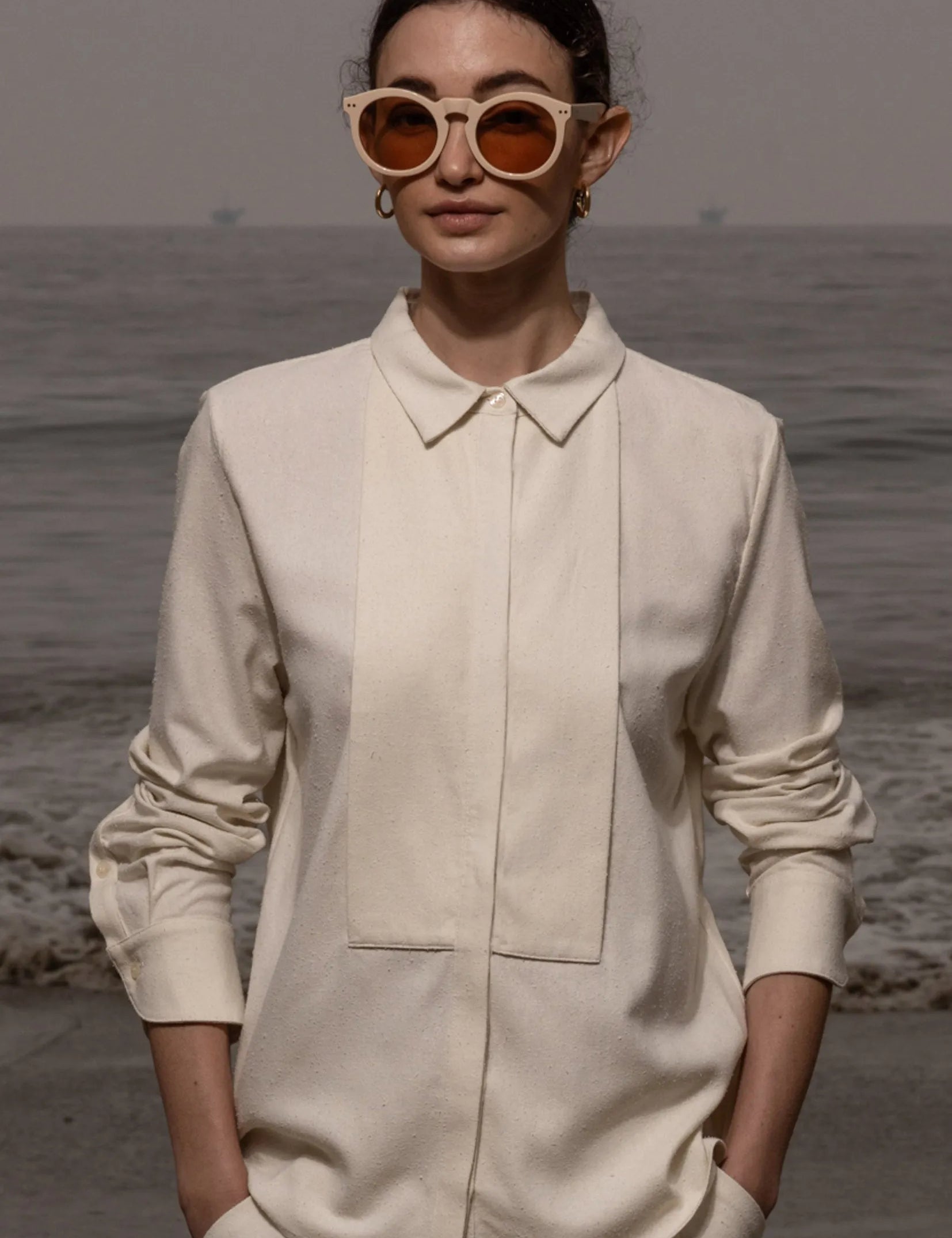Ami Tux Top - Ivory Silk Noil - Heidi Merrick