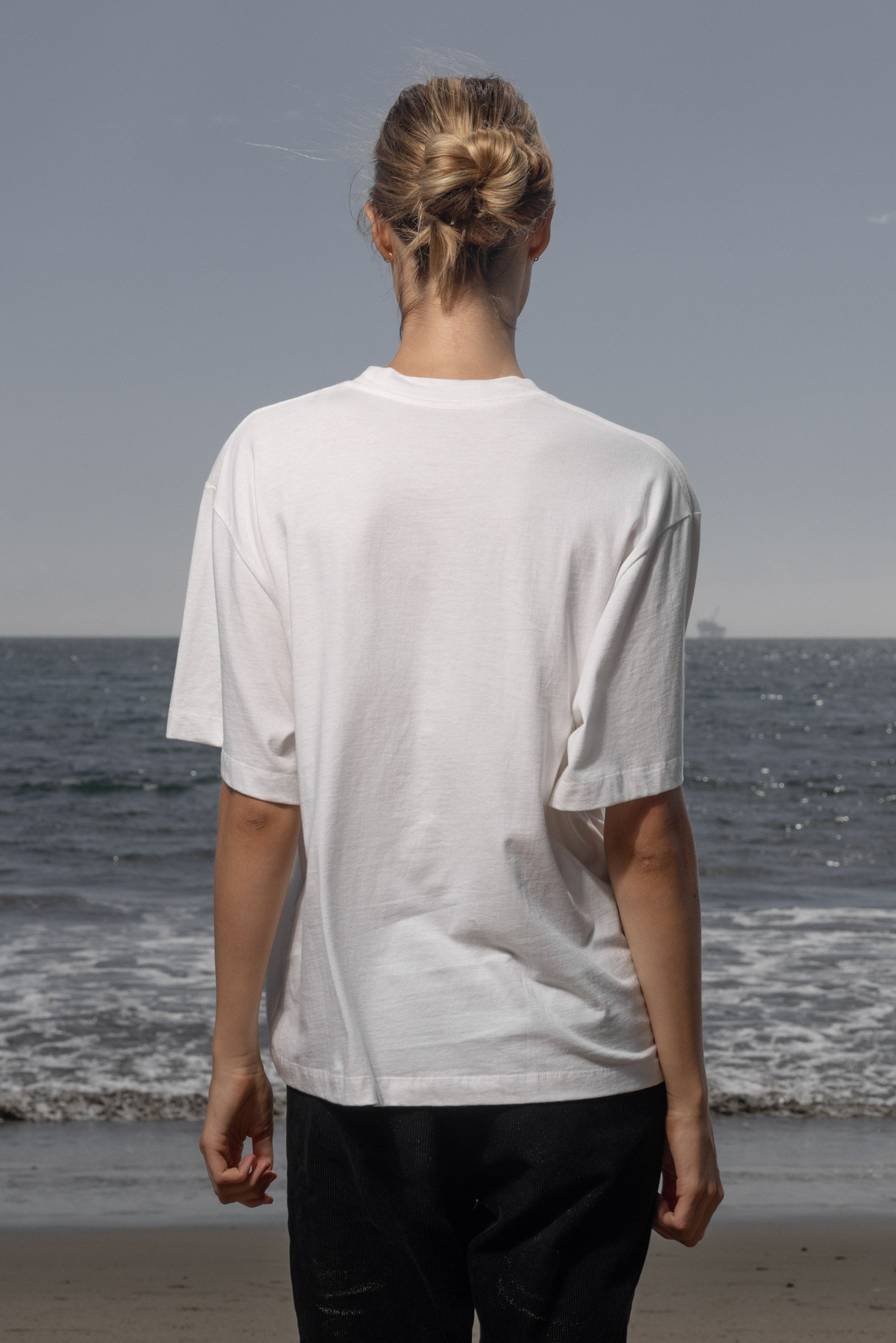 SRF LA Mustache Tee - Antique Cream on White - Heidi Merrick