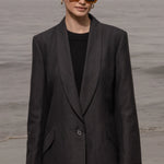 Zelda Blazer - Noir Silk & Hemp - Heidi Merrick