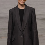 Zelda Blazer - Noir Silk & Hemp - Heidi Merrick