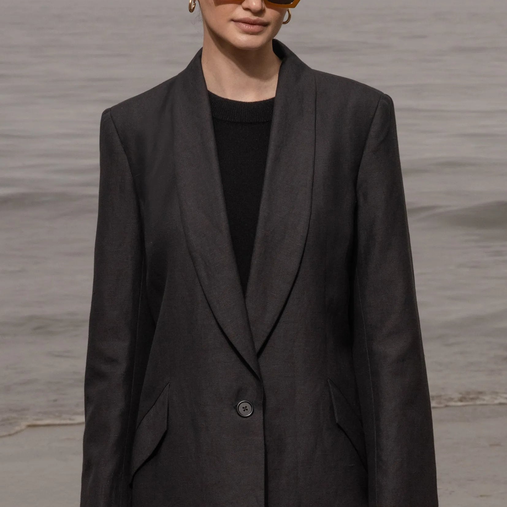 Zelda Blazer - Noir Silk & Hemp - Heidi Merrick