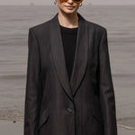 Zelda Blazer - Noir Silk & Hemp - Heidi Merrick