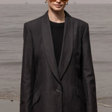 Zelda Blazer - Noir Silk & Hemp - Heidi Merrick