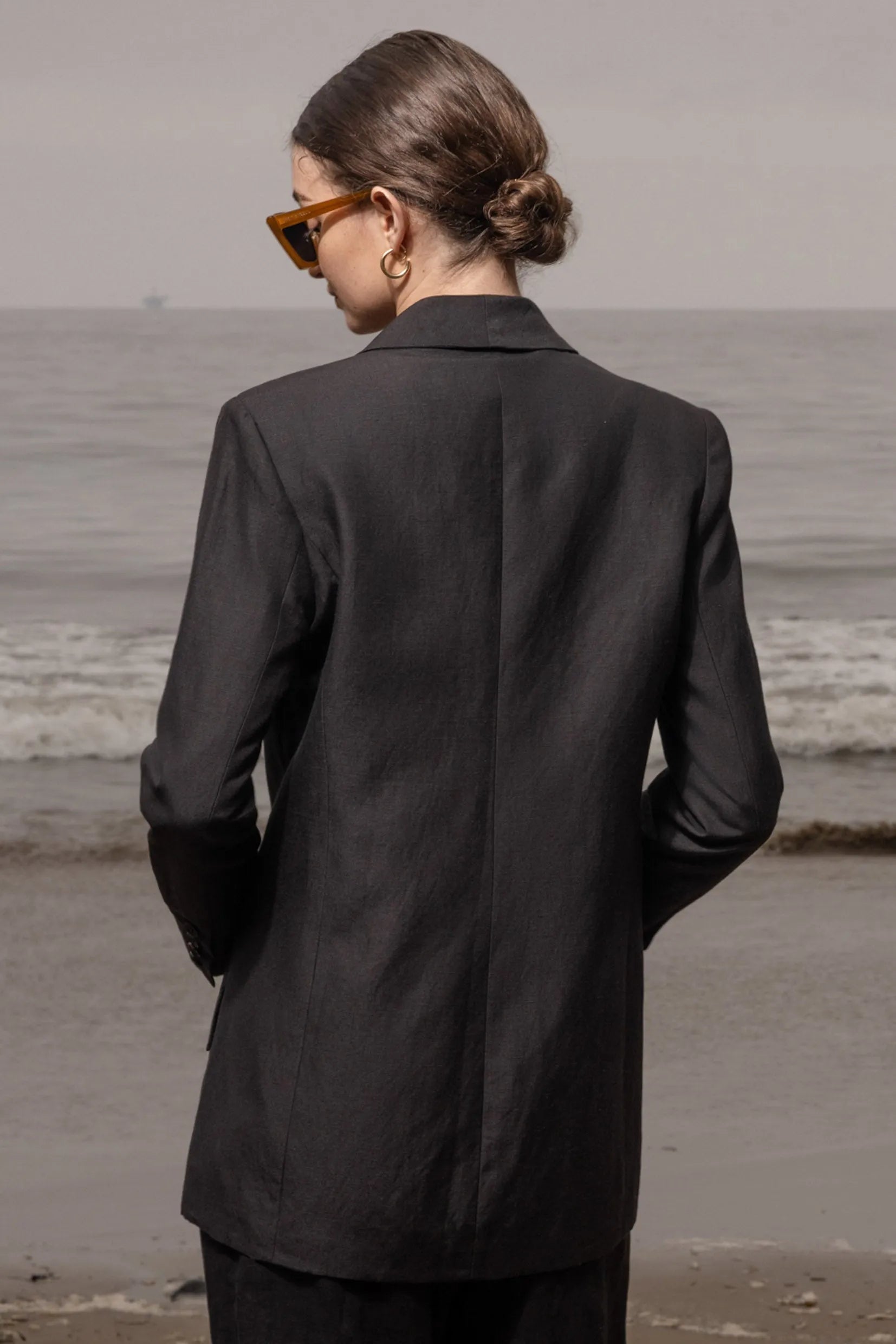 Zelda Blazer - Noir Silk & Hemp - Heidi Merrick