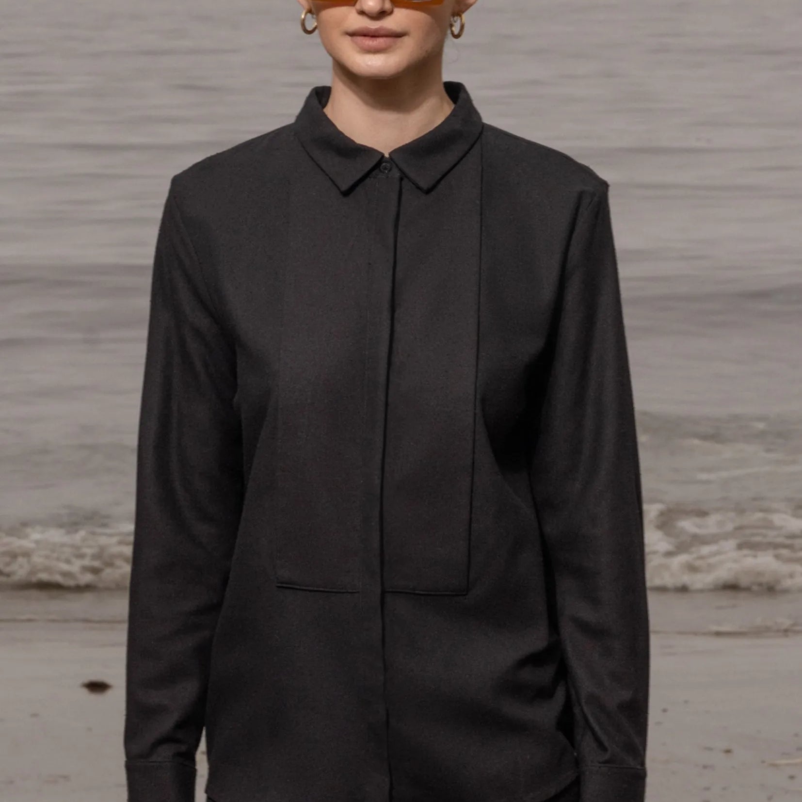 Ami Tux Top - Noir Silk Noil - Heidi Merrick