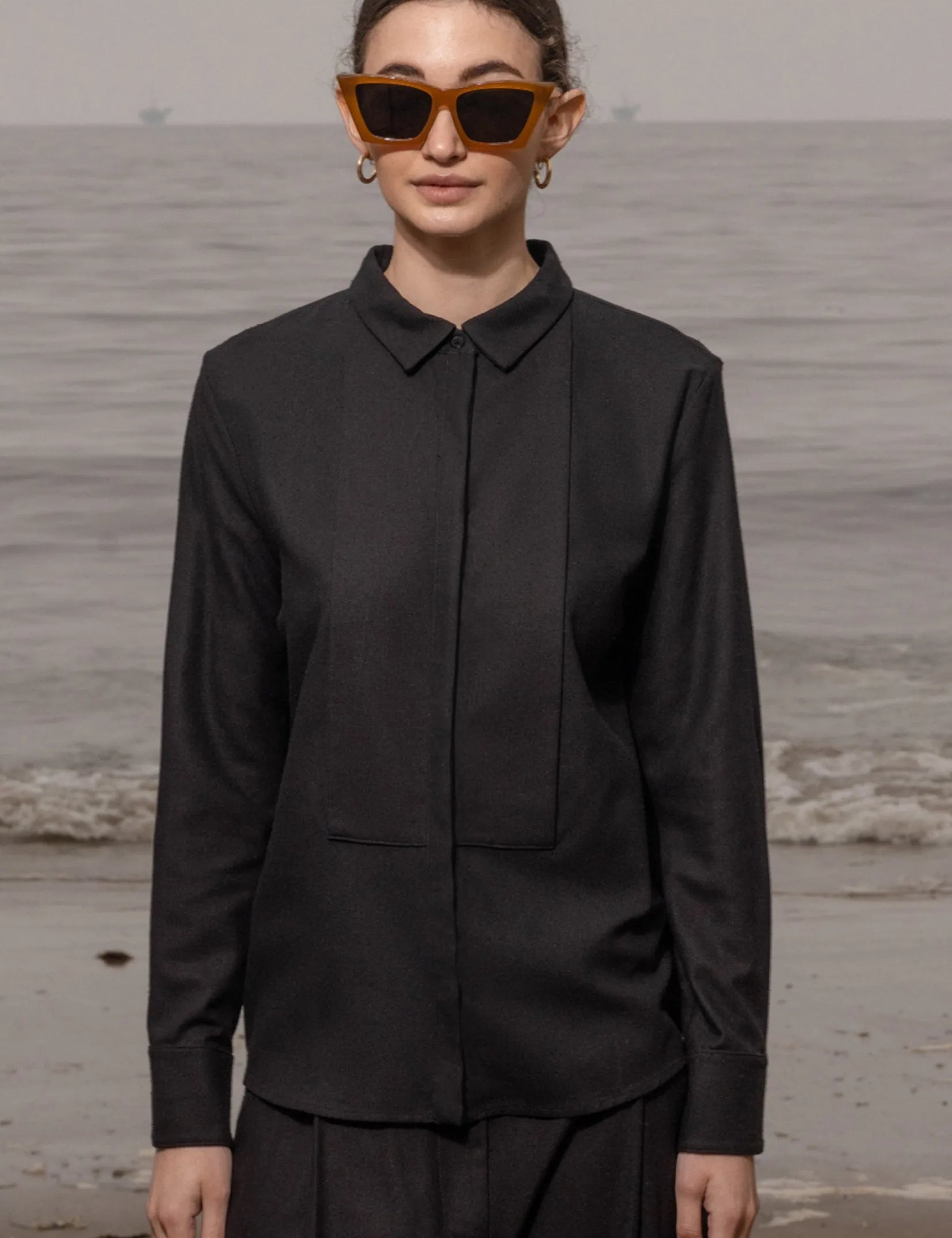 Ami Tux Top - Noir Silk Noil - Heidi Merrick