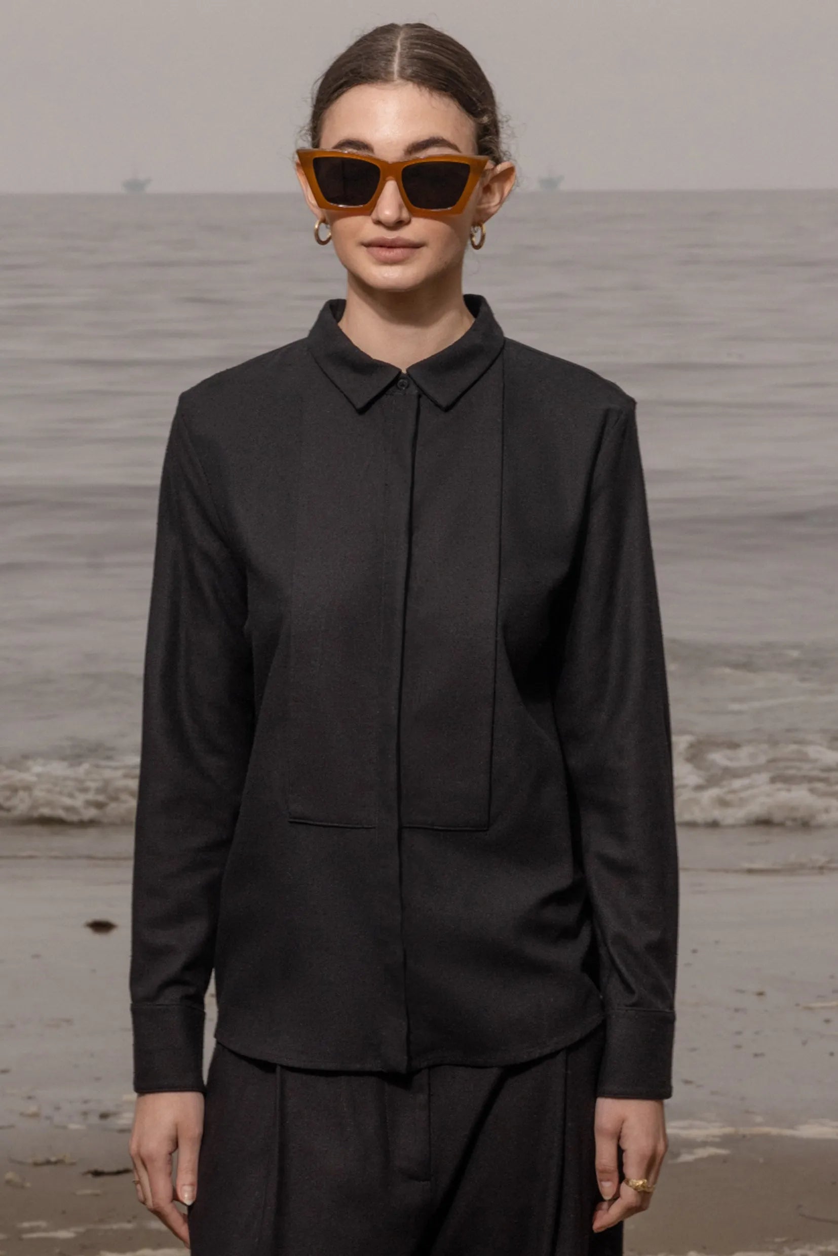 Ami Tux Top - Noir Silk Noil - Heidi Merrick