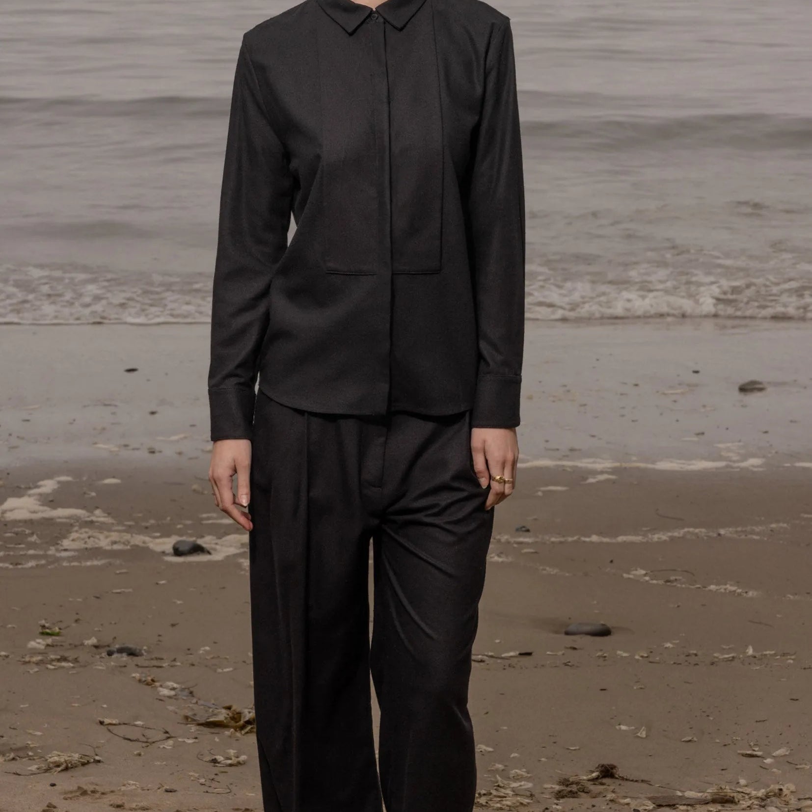 Ami Tux Top - Noir Silk Noil - Heidi Merrick