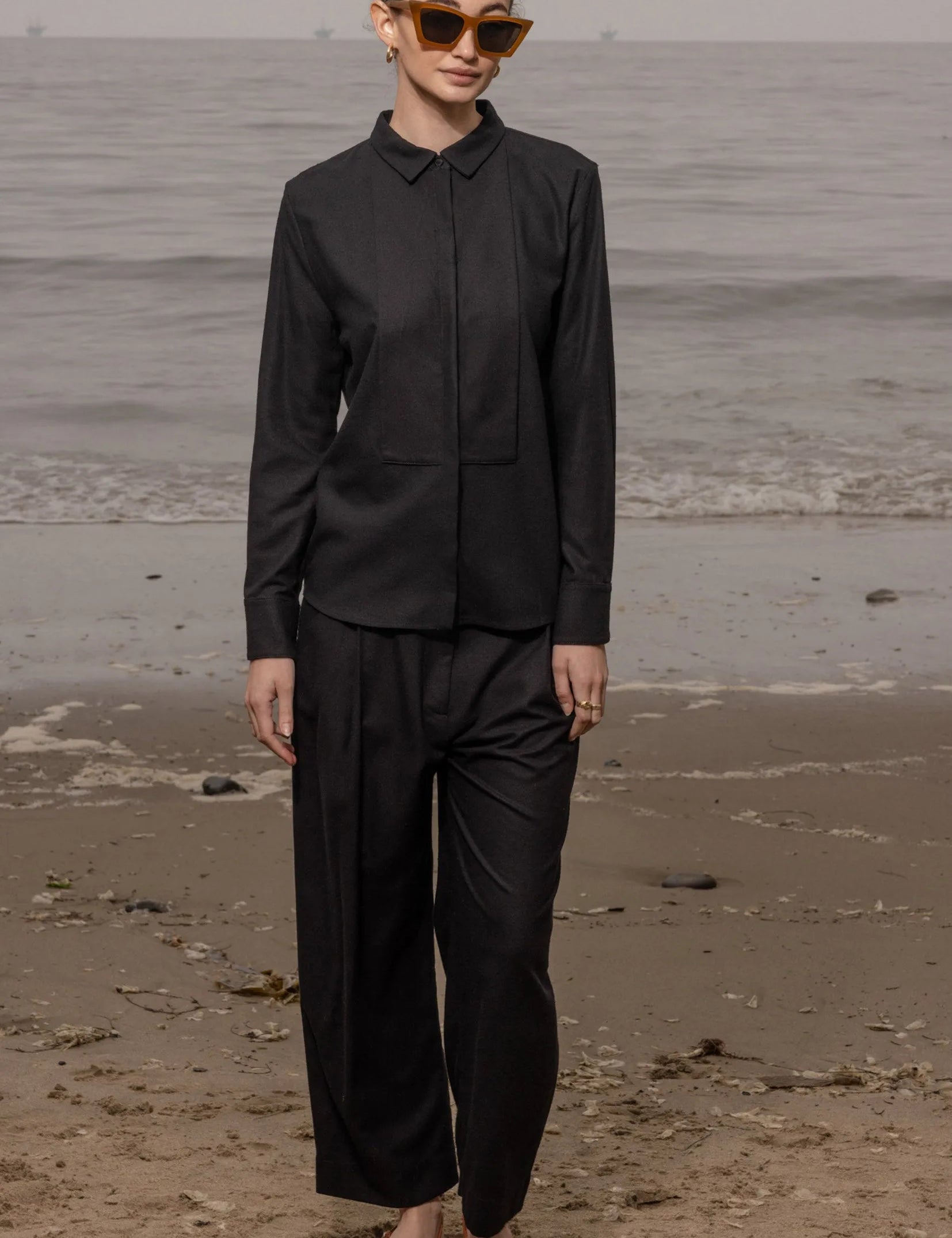 Ami Tux Top - Noir Silk Noil - Heidi Merrick