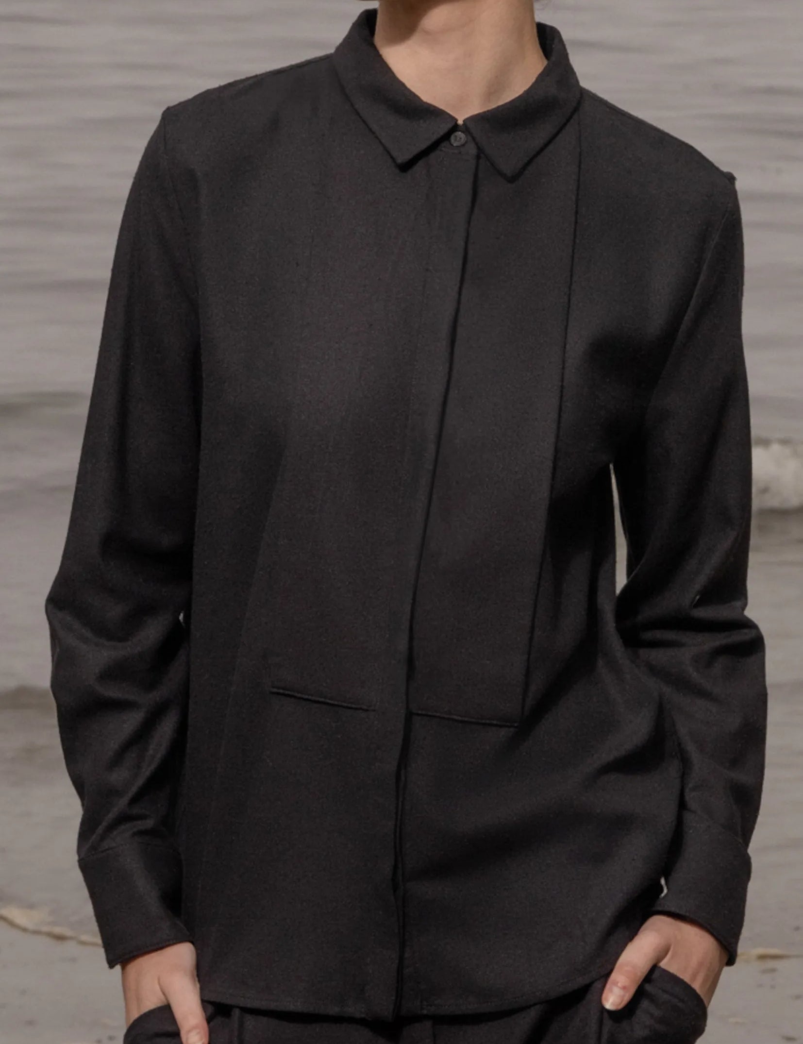 Ami Tux Top - Noir Silk Noil - Heidi Merrick