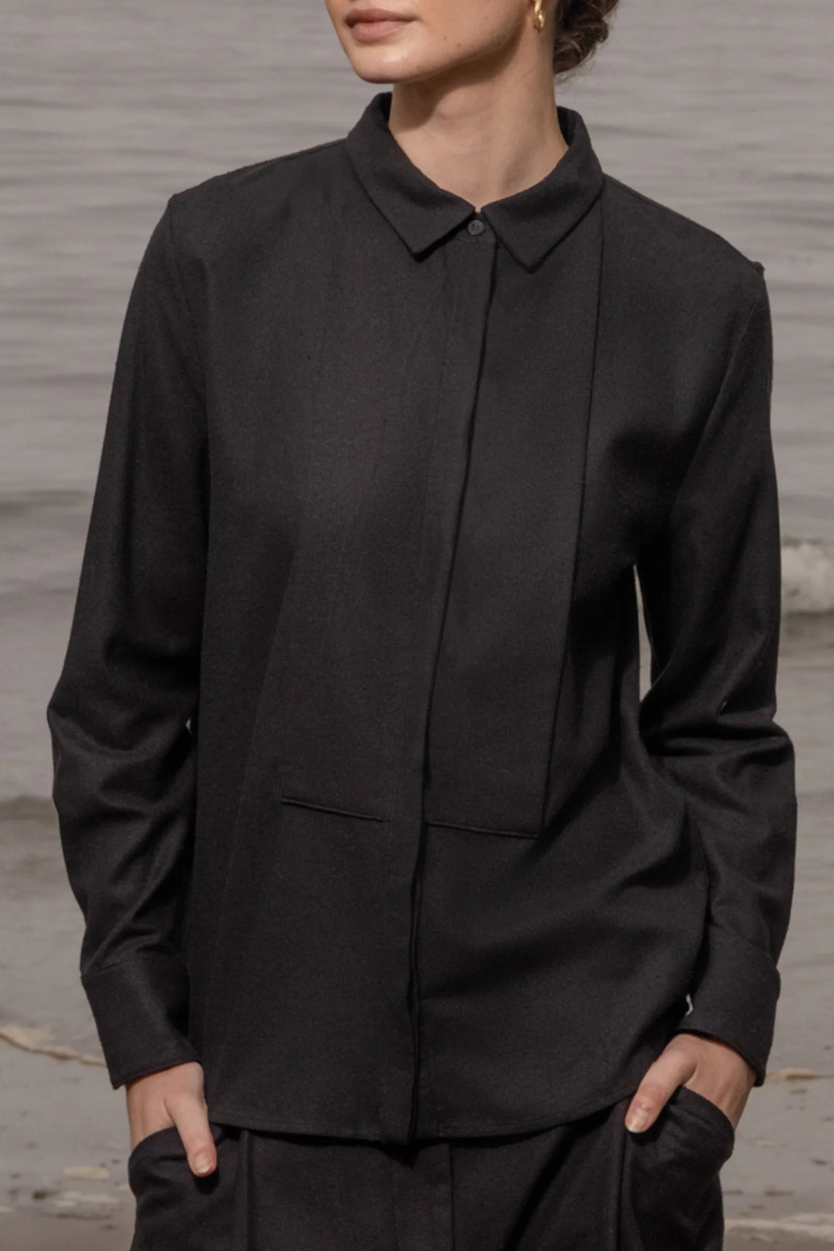 Ami Tux Top - Noir Silk Noil - Heidi Merrick