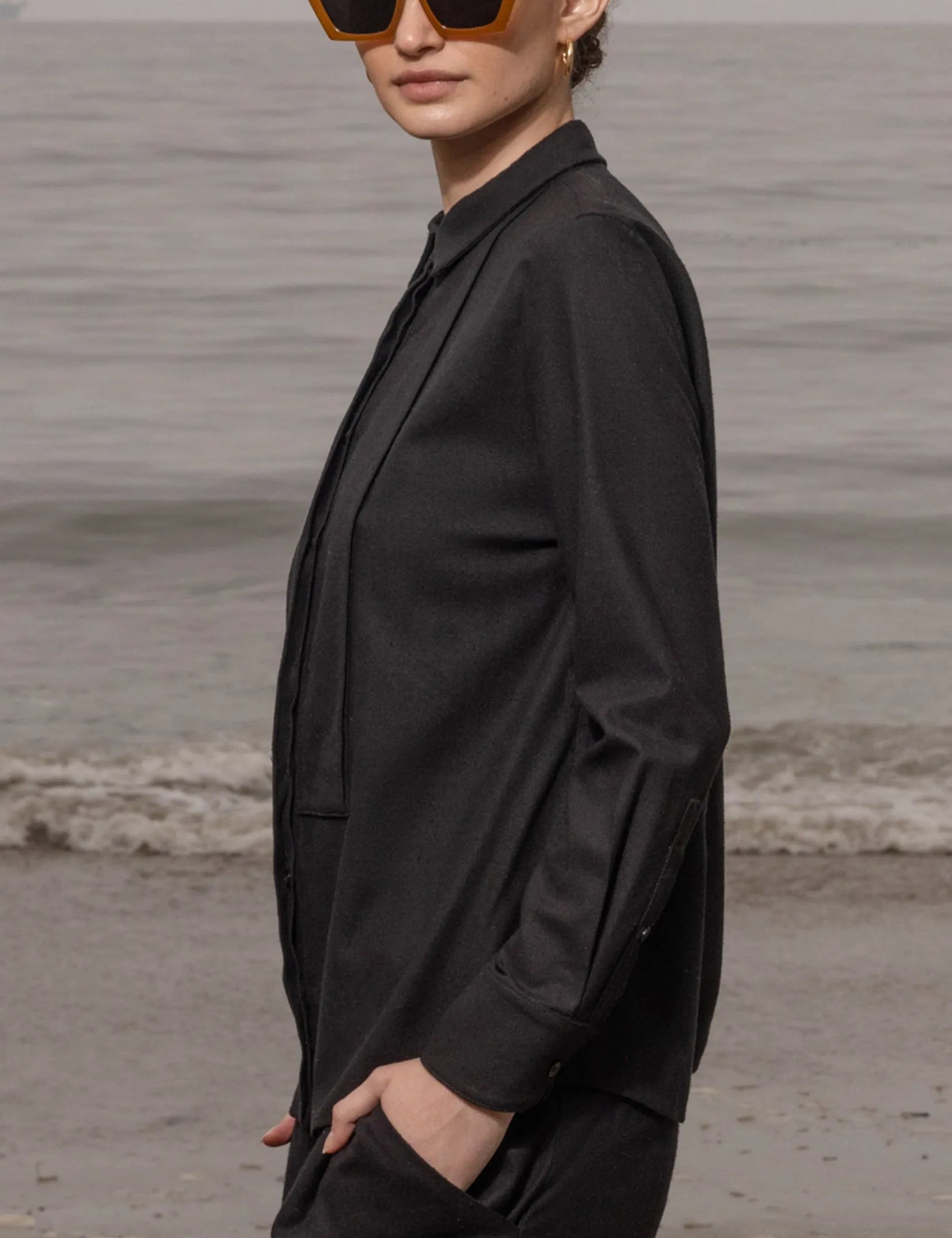 Ami Tux Top - Noir Silk Noil - Heidi Merrick