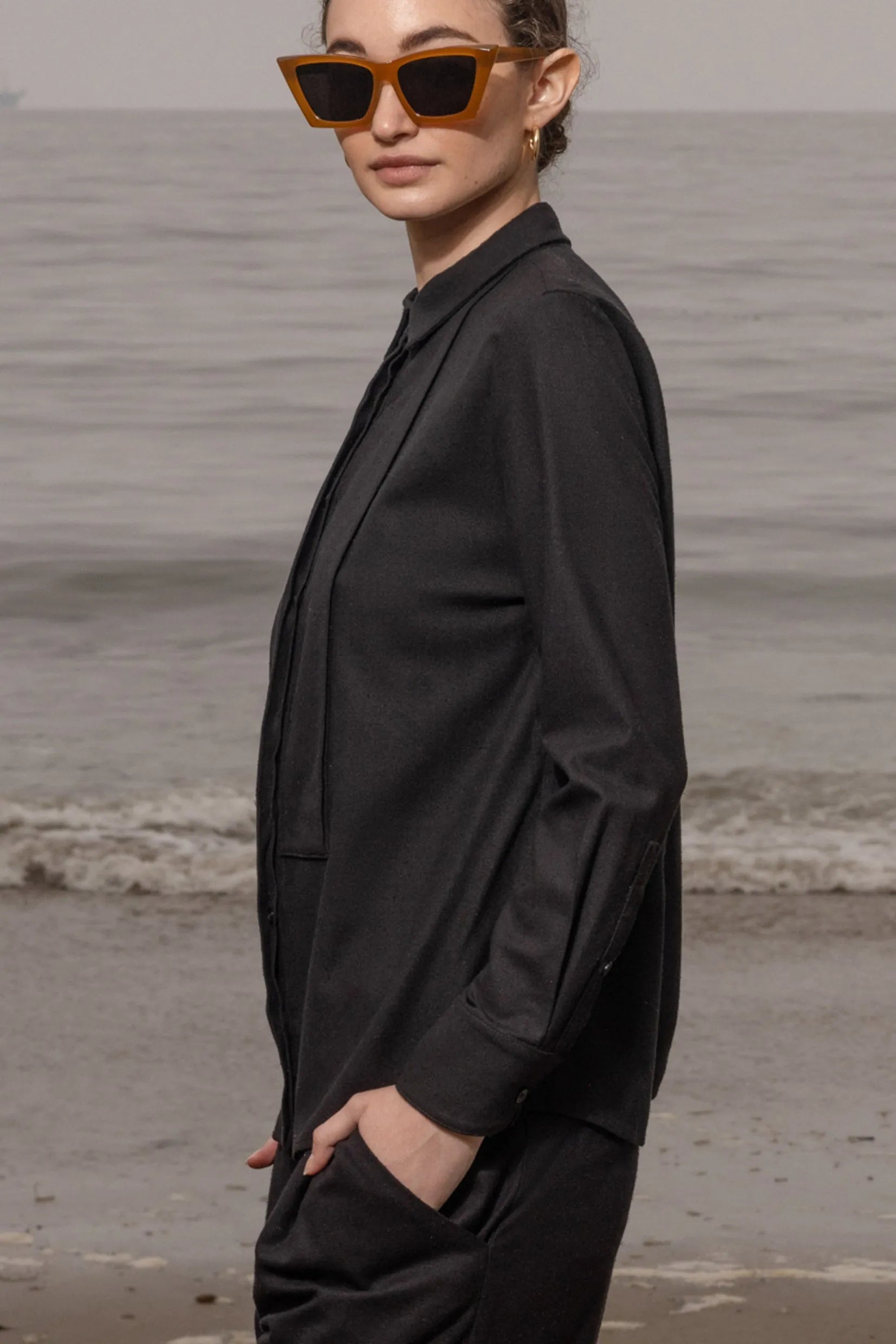 Ami Tux Top - Noir Silk Noil - Heidi Merrick