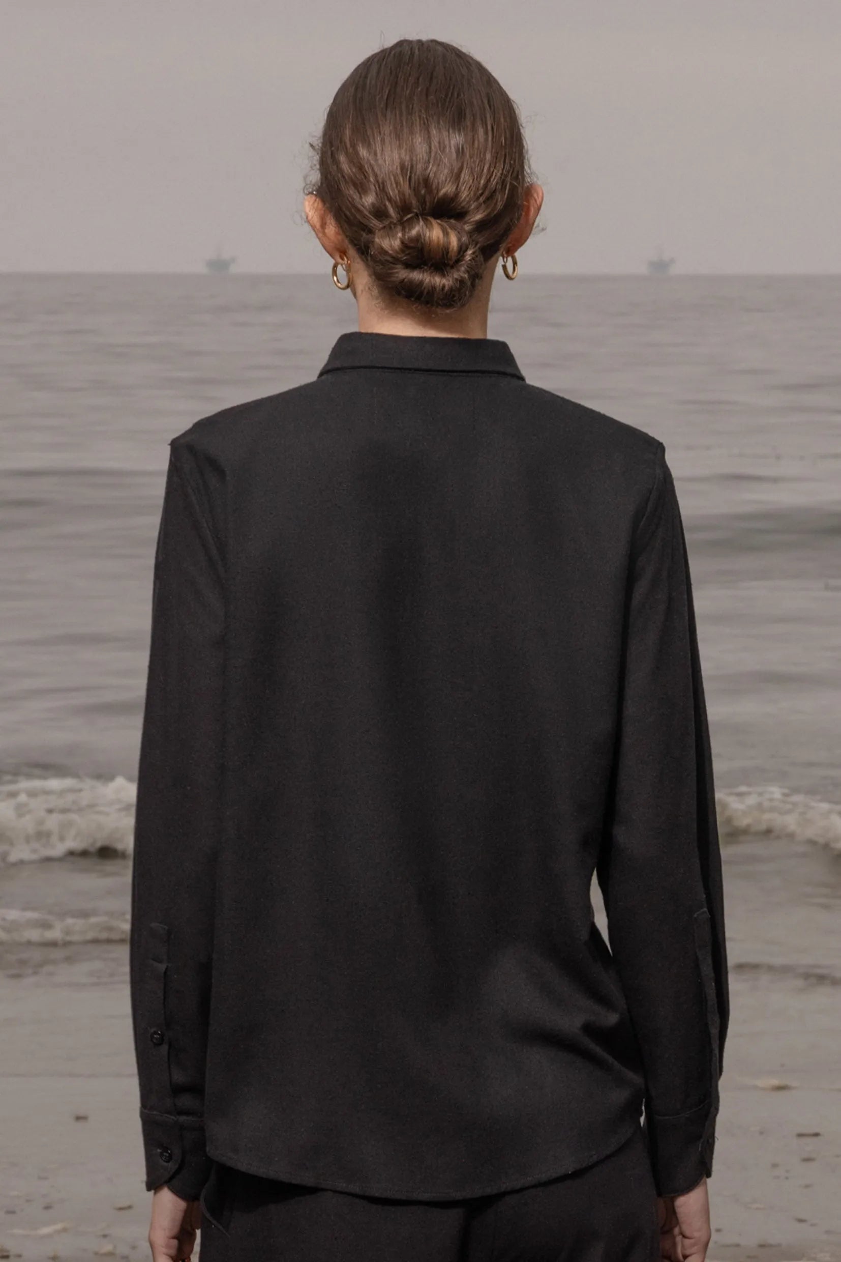 Ami Tux Top - Noir Silk Noil - Heidi Merrick