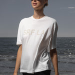 SRF LA Mustache Tee - Antique Cream on White - Heidi Merrick