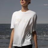 SRF LA Mustache Tee - Antique Cream on White - Heidi Merrick