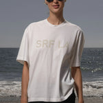 SRF LA Mustache Tee - Antique Cream on White - Heidi Merrick