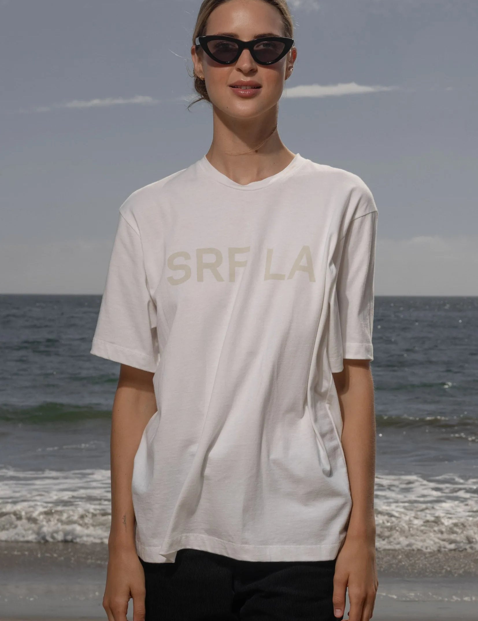 SRF LA Classic Tee - Antique Cream on White - Heidi Merrick