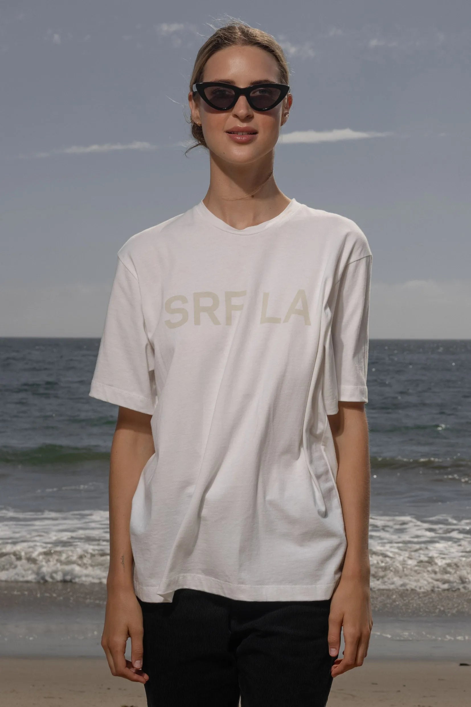 SRF LA Classic Tee - Antique Cream on White - Heidi Merrick
