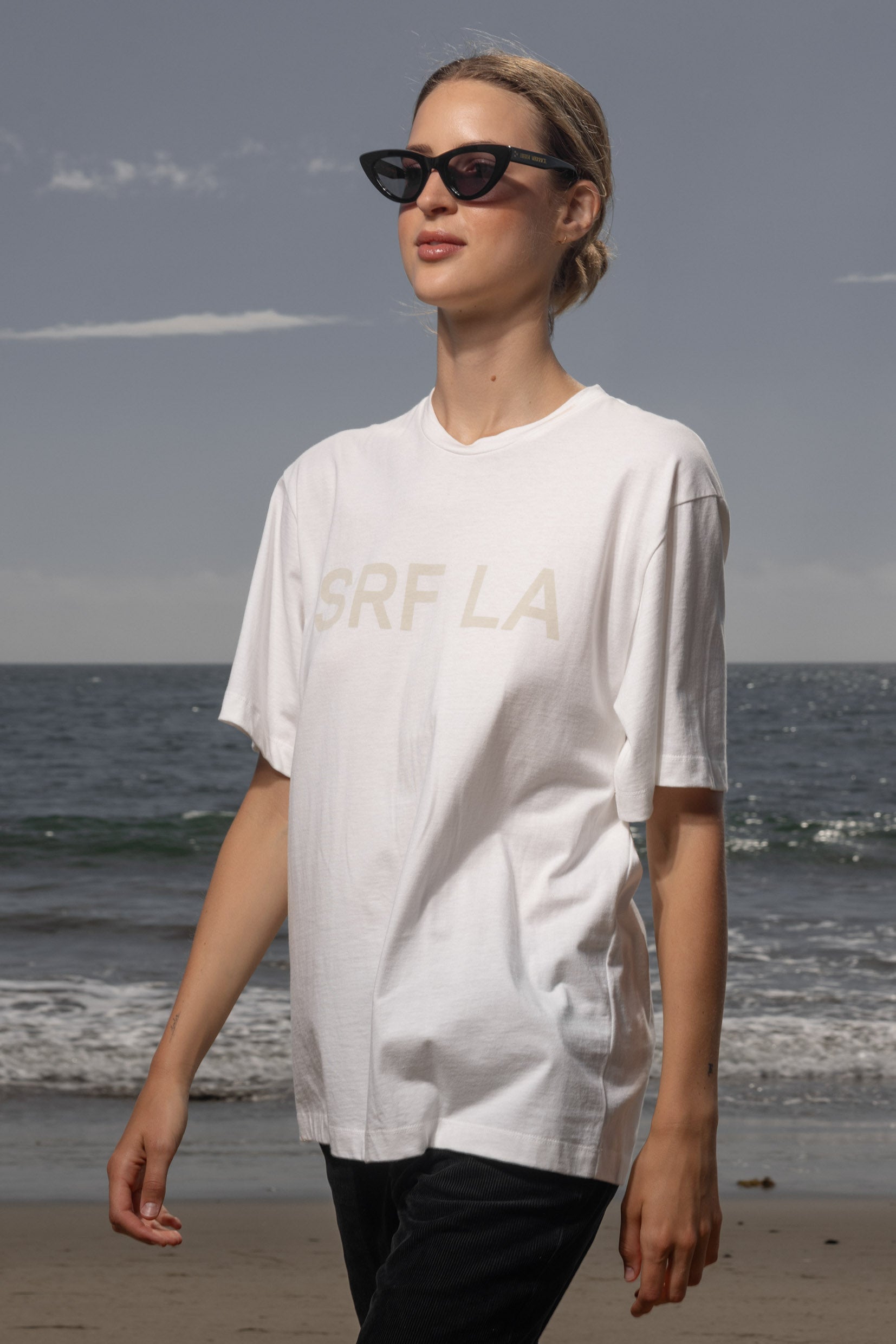 SRF LA Classic Tee - Antique Cream on White - Heidi Merrick