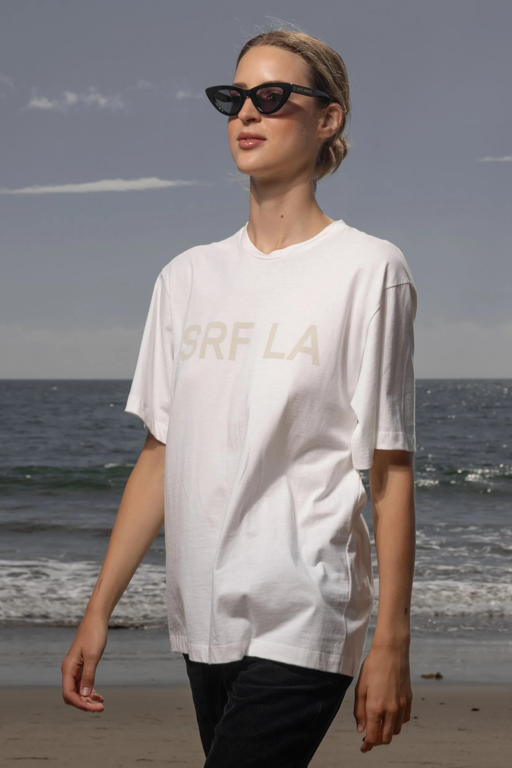 SRF LA Classic Tee - Antique Cream on White - Heidi Merrick
