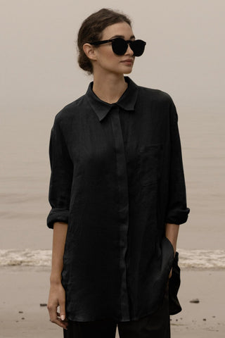 JJ Shirt - Noir Tissue Linen